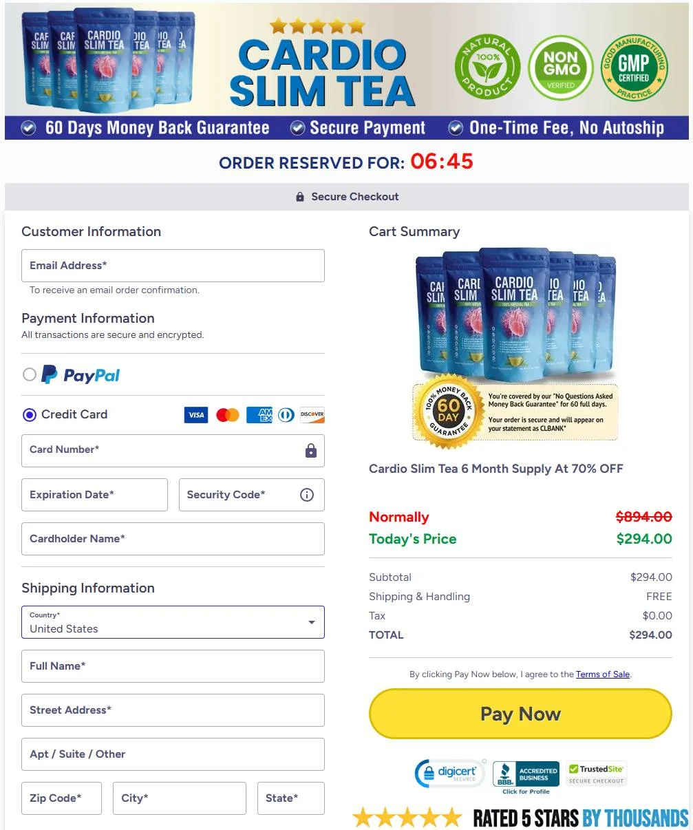 Cardio Slim Tea Dietary Supplements